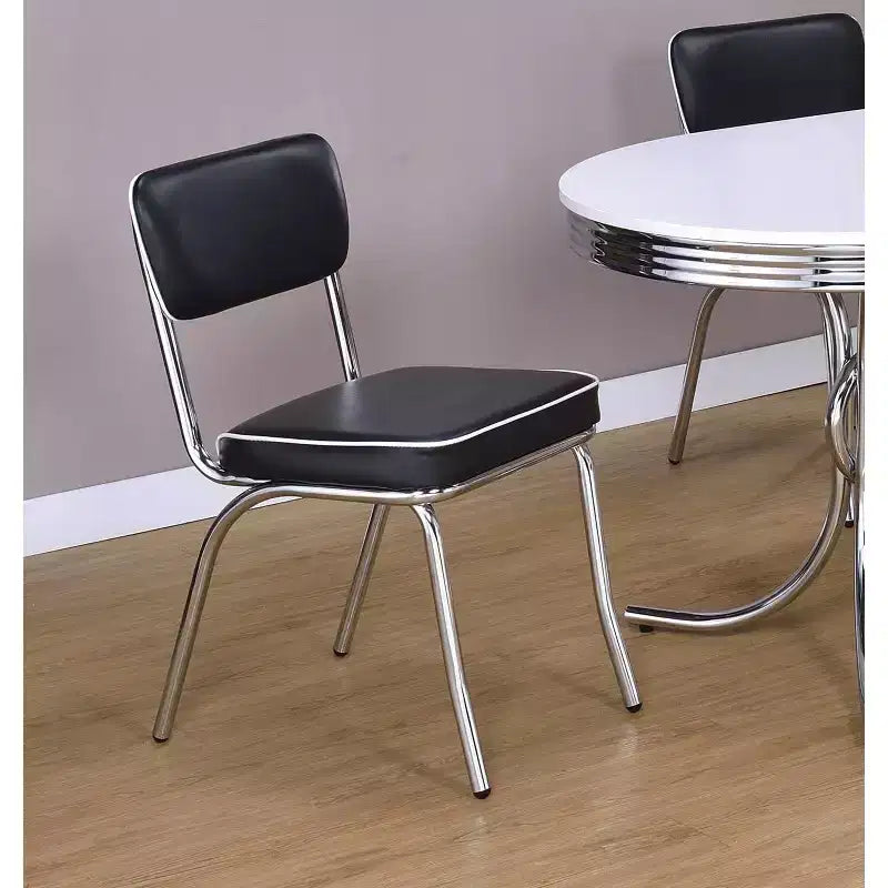Simple Relax Set of 2 Leatherette and Metal Side Chairs in Black