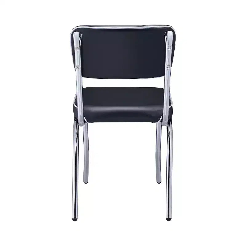 Simple Relax Set of 2 Leatherette and Metal Side Chairs in Black