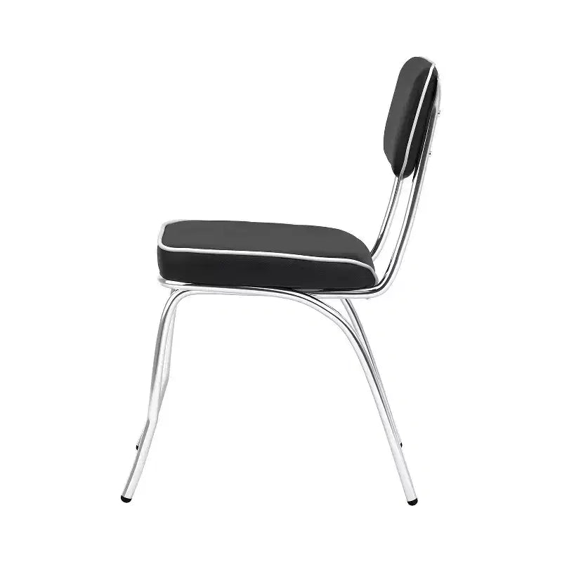 Simple Relax Set of 2 Leatherette and Metal Side Chairs in Black
