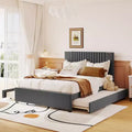 Upholstered Platform Bed with Storage and Twin Trundle - Classic Headboard