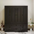 Keloyid Black Wood 61.42 in. Armoire with 2 Drawers and 6 Doors