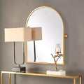 1 Piece 32 x 23 inch Gold Right-angled Arch Iron Frame Wall Mirror Bathroom Mirror